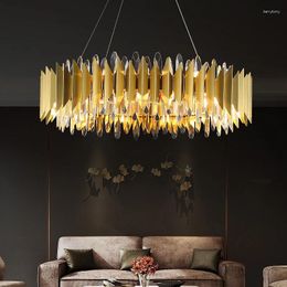Lustres de style moderne de luxe à la main en cristal doré lustre suspendu pour salon chambre modèle salle à manger lampe de villa
