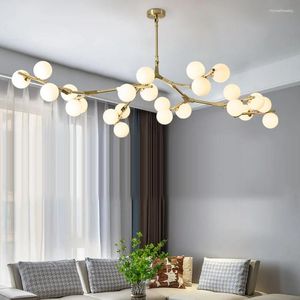 Kroonluchters Moderne boomtakken Led plafond glazen ballen voor levende eetkamer slaapkamerlampen Home Decor Hanging Light Fixture