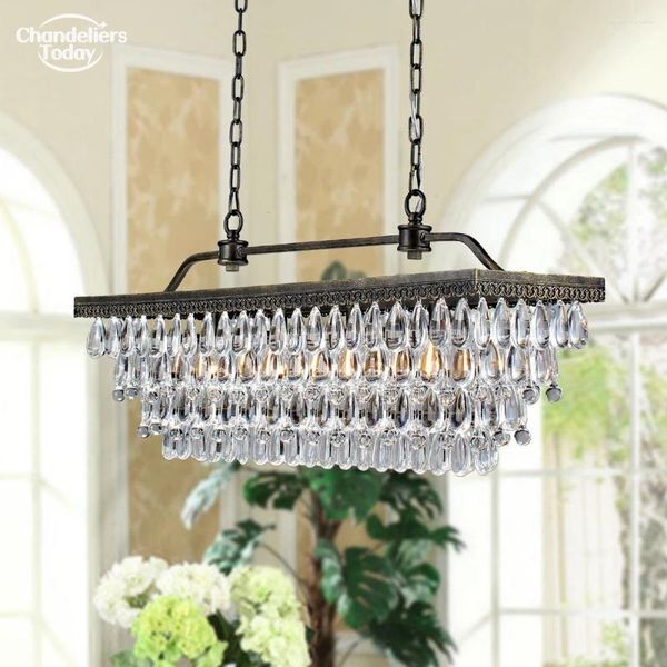 Lámparas de araña de cristal vintage moderno iluminación gotas de lágrima colgante luz colgante para la decoración del hogar
