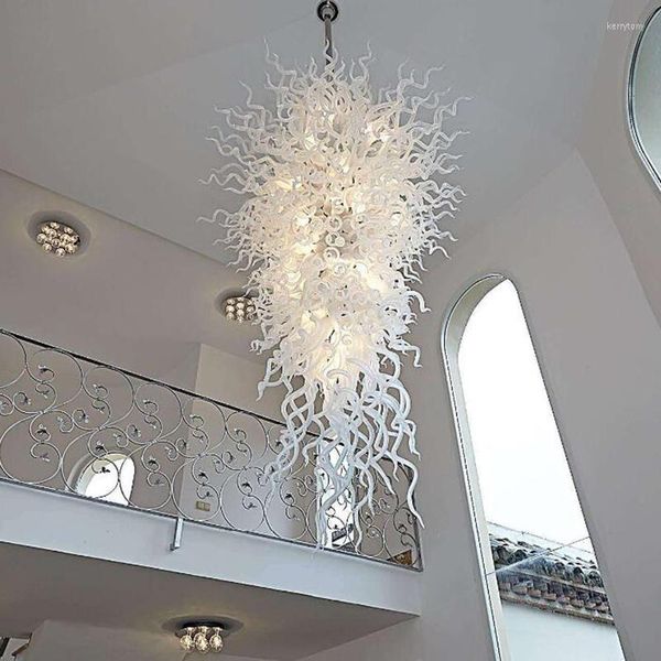Lustres Lustre blanc moderne lampes suspendues fantaisie éclairage suspendu grand LED verre soufflé Art décor à la maison