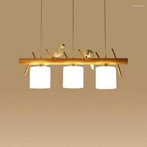 Kroonluchters moderne houten led hanglamp keuken restaurant slaapkamer woonkamer vogel vogel e27 hangende verlichting armatuur decoratie