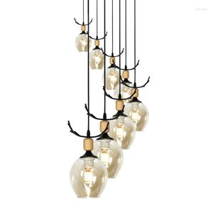 Lustres Modernstairway Luxe Longue Spirale Cristal Pendentif Lampes Simple Led Suspensions Moderne Bar Hall Salle À Manger