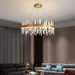 Kroonluchters Modren Creative Crystal Chandelier voor woonkamer slaapkamer dinersuspensie ontwerp ledlampen rond goud metalen verlichting armatuur
