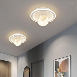 Lustres Lune Entrée Lumière Moderne LED Lustre Salon Couloir Décor À La Maison Blanc Couleur Ampoules Abat-Jour Lampe Intérieur Luminaires