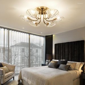 Lustres Morden Gold Copper Shell pour lampe de chambre à coucher moderne LED salon salle à manger luminaires d'intérieur