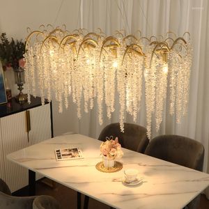 Lustres Morden LED Art Strip Cristal Plafond Branche Pendentif Lampe Villa Hall Suspendu Lumière Décor À La Maison Lustre Luminaire