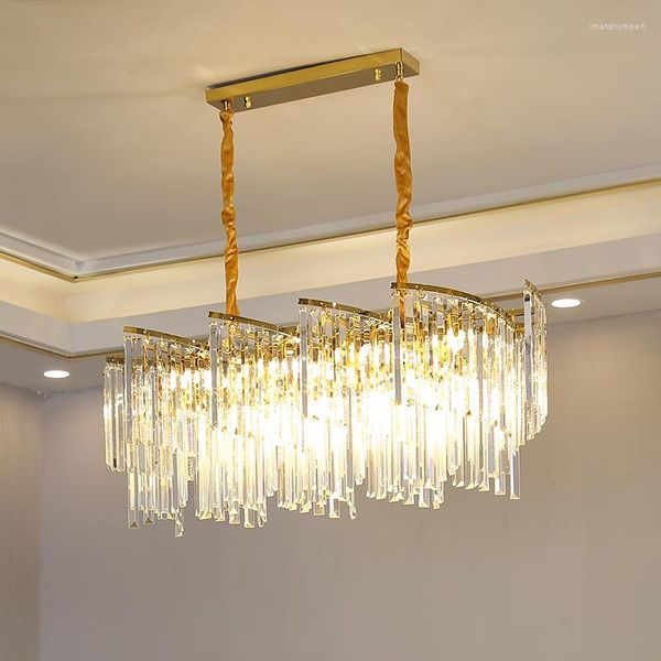 Candelabros Morden Lighting Modern Crystal Chandelier Luxury Oval Gold Hanging Light Fixtures Comedor Suspensión LED Lustres