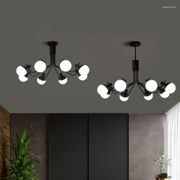 Kroonluchters Noordse antieke stijl Kroonluchter verlichting 110V/220V E14 Zwart smeedijzeren lampen plafond LED Vintage Home Lights