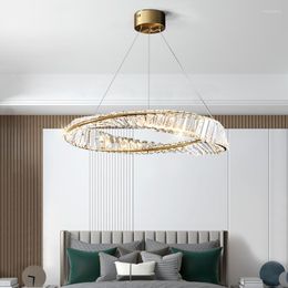 Candelabros atmósfera nórdica cristal sala de estar dormitorio lámpara moderna simple moda creativa salón comedor LED círculo lámpara