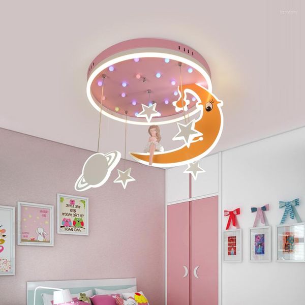 Lustres Nordic Catoon Moon Star LED Lustre Éclairage Pour Enfants Chambre De Bébé Plafond Salon Chambre