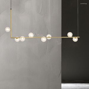Candelabros de iluminación nórdica para cocina, mesa de Bar, diseño francés largo, accesorio de lámpara colgante de oro negro