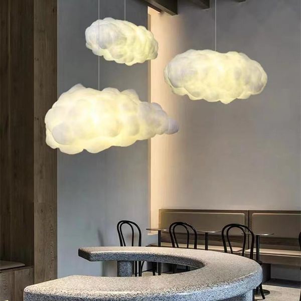 Candelabros Nordic Clound Chandelier Creative Led White Dormitorio Cafetería Restaurante Cloud Art Cute Kids Room Decoration Light