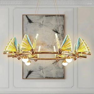 Lustres nordiques créatifs papillon circulaire de chambre à coucher salon de salon
