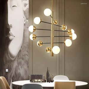 Kroonluchters Noordse creatief Simple Molecular Light Golden Magic Bean Postmoderne persoonlijkheid Huis Dining Room Living Chandelier