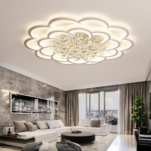 Lustres nordique cristal plafonnier fleur blanc acrylique lampe lustre chambre luminaires salon décoration