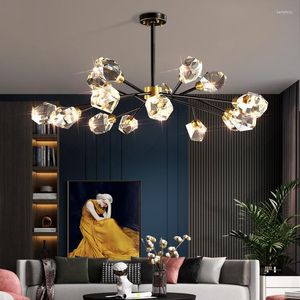 Lustres Nordique Cristal Led Plafond Lustre Or Noir Pour Salon Chambre Hall Pendentif Éclairage Décoration De La Maison De Luxe Luminaire