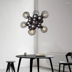 Lámpara de araña de lámpara nórdica iluminación de lámpara de araña moderna lámpara de bola de burbuja irregular de lujo deco led suspensión luz