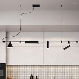 Lustres Nordic Designer Led Lustre Spot Light Noir Pour Table À Manger Cuisine Bar Suspension Lampe Décor À La Maison Éclairage Suspension Luminaire