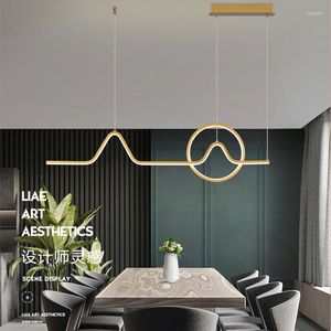 Kroonluchters Noordse ontwerper Simple Led kroonluchter goud zwarte woonkamer eetkamer keuken slaapkamer hanger huisdecoratie interieur verlichting