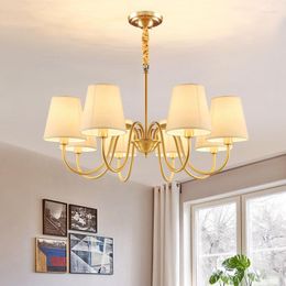 Lámparas de araña de tela nórdica, lámpara colgante LED para sala de estar, dormitorio, interior, Becor, granja, lámpara de techo retro, accesorios de iluminación de cobre