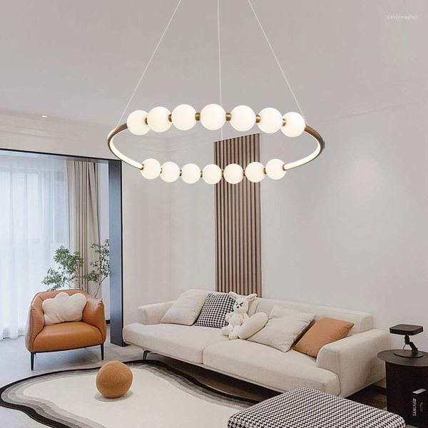 Lustres nordique mode salon lustre Art Restaurant cuisine chambre lumières bouddha perles ronde suspension lampe