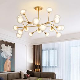 Kroonluchters Noordse vuurvlieg leidde kroonluchter luxe gouden stijlvolle boomtak plafondlamp thuisdecoratie voor woonkamer slaapkamer keuken