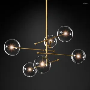 CHANDELIERS NORDIC GLAST BALL Black Gold for Living Dining Room Bedroom Restaurant Pendant Lighting Home Decor Luster Fixture