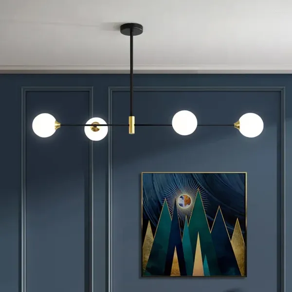 Lustres nordiques en verre balle plafonnier plafond lustre salon table centrale barre à manger comptoir minimaliste éclairage intérieur éclairage