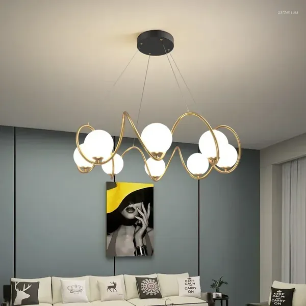Candelabros de bola de cristal nórdica, lámpara de diseño minimalista para sala de estar, dormitorio, Loft, cocina, luces colgantes, luminaria de brillo interior