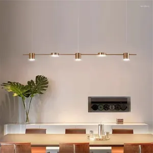 Chandeliers Nordic Gold Chandelier LED Vintage Remote Dimming Minimalist Light For Kitchen Dining Room Living Study Loft Office