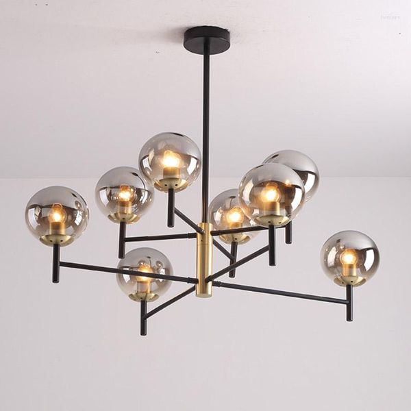 Candelabros Nordic Industrial LED Edison 6 Luces Sputnik Luz para sala de estar Dormitorio Hogar Bombillas Lámpara Araña de vidrio