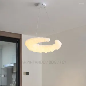 Lustres nordique Led lustre pour salon chambre plafond étude salle à manger suspension lumière anneaux blancs suspension lumières