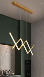 Lustres Nordique LED lustre moderne Restaurant suspension lampe doré noir barre Table à manger salle décor à la maison concepteur intérieur Lig8810148