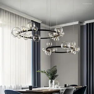 Kroonluchters Nordic LED Helder Glazen Bubble Home Indoor Plafond Hanglamp Woonkamer Eetkamer Restaurant Tafel Designer Verlichting