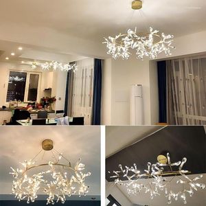 Kroonluchters Nordic LED Firefly Kristallen kroonluchter voor eetkamer Woonkamer Interieurverlichting Decoratie Dimmen Villa Kantoor Hanglamp