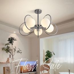 Candelabros LED nórdico para decoración para sala de estar, dormitorio, cocina, comedor, iluminación interior, lámparas colgantes, luces de techo plateadas