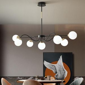 Kroonluchters Nordic LED voor woonkamer Moderne keuken eettafel opknoping licht armatuur witte lamp slimme afstandsbediening lamp