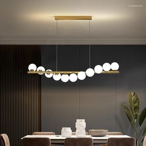 Lustres nordique LED boule de verre longues suspensions suspendues pour salon salle à manger cuisine Suspension Luminaire lampes