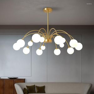 Kroonluchters Noordse led hanger lamp goud glanster glazen kogel plafond hangende kroonluchter verlichting decor voor woonkamer keuken eiland