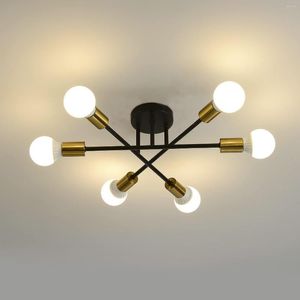 Candelabros nórdicos LED Retro moderno E27 luces de Techo negro dorado blanco hogar sala de estar dormitorio decoración Lampara Techo iluminación