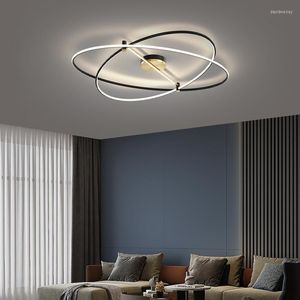 Lustres Nordic Led Anneau Rond Lustre Dimmable Avec Télécommande Salon Chambre Étude Maison Décor Intérieur Éclairage Plafonniers