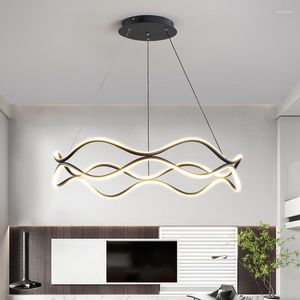 Lustres lumière nordique noir luxe rond salon moderne chambre minimaliste maison haut et bas lampes de Luminescence