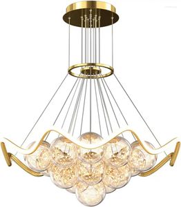 Lustres Nordic Light Luxe Plafond Globe Pendentif Lampe Créative Longue Ligne Boule De Verre Spoutnik Lustre Pour Chambre Salon