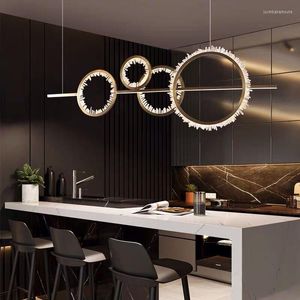 Kroonluchters Noordig licht Luxe LED Restaurant Crystal Chandelier Moderne woonkamerlamp Minimalistische Bar Taichung Island Lighting