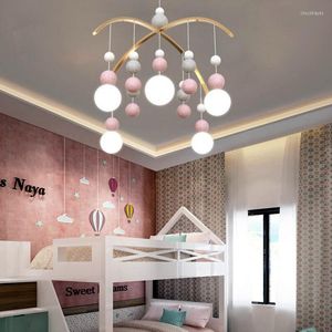 Kroonluchters Noordse loft Loft kinderslaapkamer Led hanglamp Creative Lovel Pink Blue Balls Parlor eetkamer decor Hanging Light