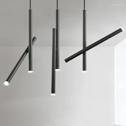 Lustres Nordic Long Tube Moderne Luminaire En Aluminium Pour Salon Chambre Table À Manger Décoratif Piste Lampe Suspendue