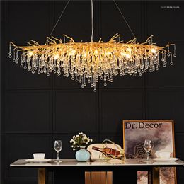 Lustres lustre en cristal d'or de luxe nordique LOFT Villa grand lustre LED pour luminaire d'éclairage de Restaurant de salon