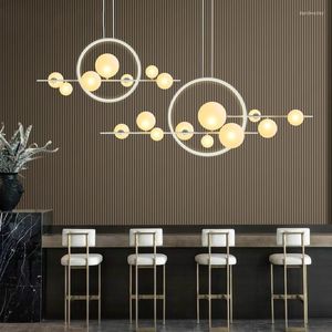 Candelabros Nordic Luxury LED Living Room Chandelier Lighting Glass Simple Dining Island Bar Office