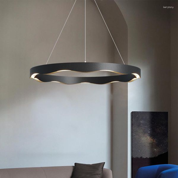 Lustres Nordic Minimalism Ring Led Dimmable Lustre Éclairage Pour Foyer Chambre Moderne Pendentif Luminarias Lustre Lampe