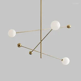 Lustres nordique minimaliste salon salle à manger Simple moderne sphérique lampe moléculaire fer croix ligne lustre éclairage